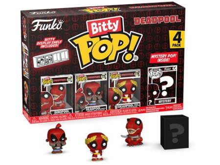 Funko Bitty Pop! Figura de Vinyl Marvel: Deadpool Dinopool - Pack de 4 | Inclui Figura Mistério Fashion