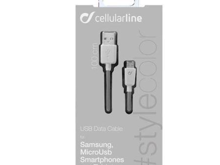 Cabo de Dados Cellularline USB Tipo-A Micro USB 1m Branco Fashion