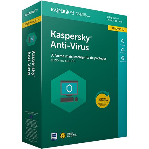 Antivírus Kaspersky 2018 - Renovação 3 Dispositivos | 1 Ano Cheap