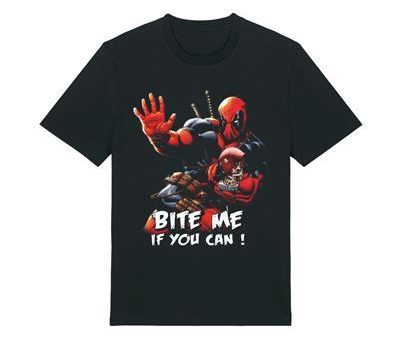 T-Shirt Marvel Deadpool - Bite Me If You Can! - Tamanho S - Cotton Division Discount