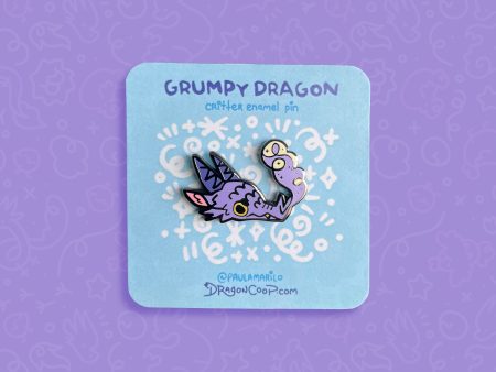 Grumpy Purple Dragon Enamel Pin Online now