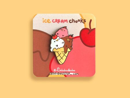 Ice Cream Chook Sundae Enamel Pin Cheap