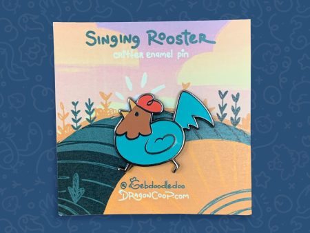 Singing Rooster Enamel Pin For Sale